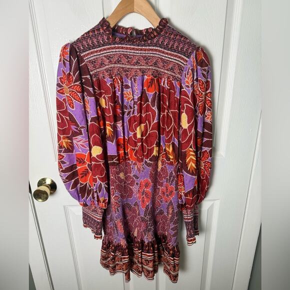 Farm Rio Sweet Floral Long Sleeve Minidress S - Picture 2 of 12